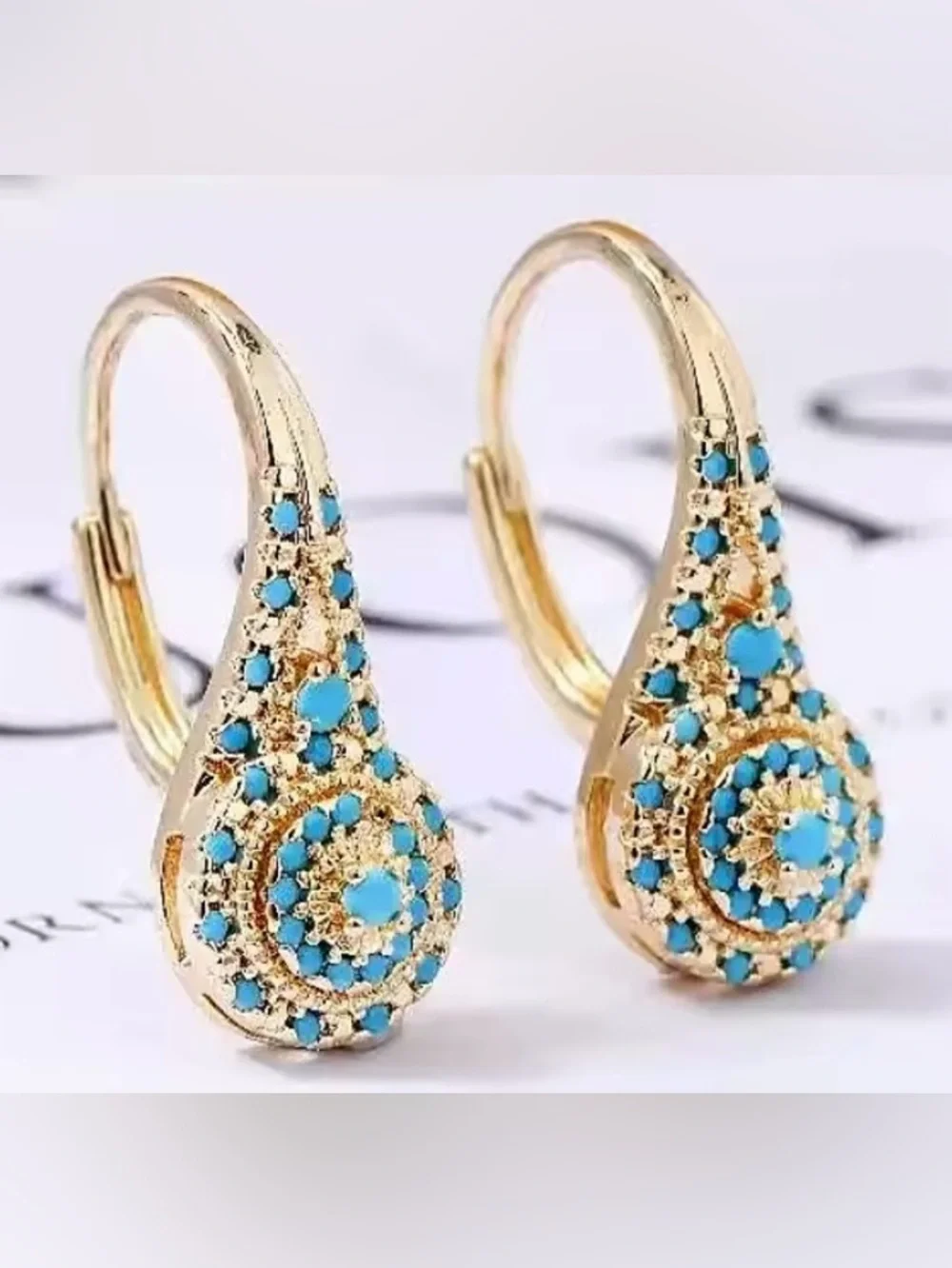 New Turquoise 18k Gold Earrings
